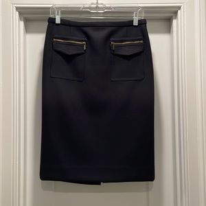 JCrew Navy Pencil Skirt w/ Zipper Pockets